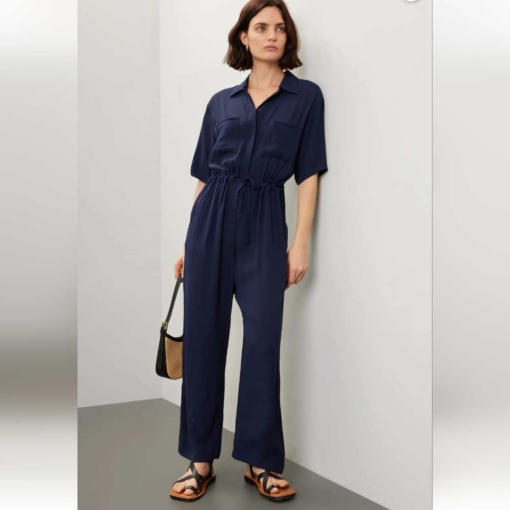 Navy Short Sleeve Jumpsuit by Thakoon X RTR, SZ 6, in great condition.